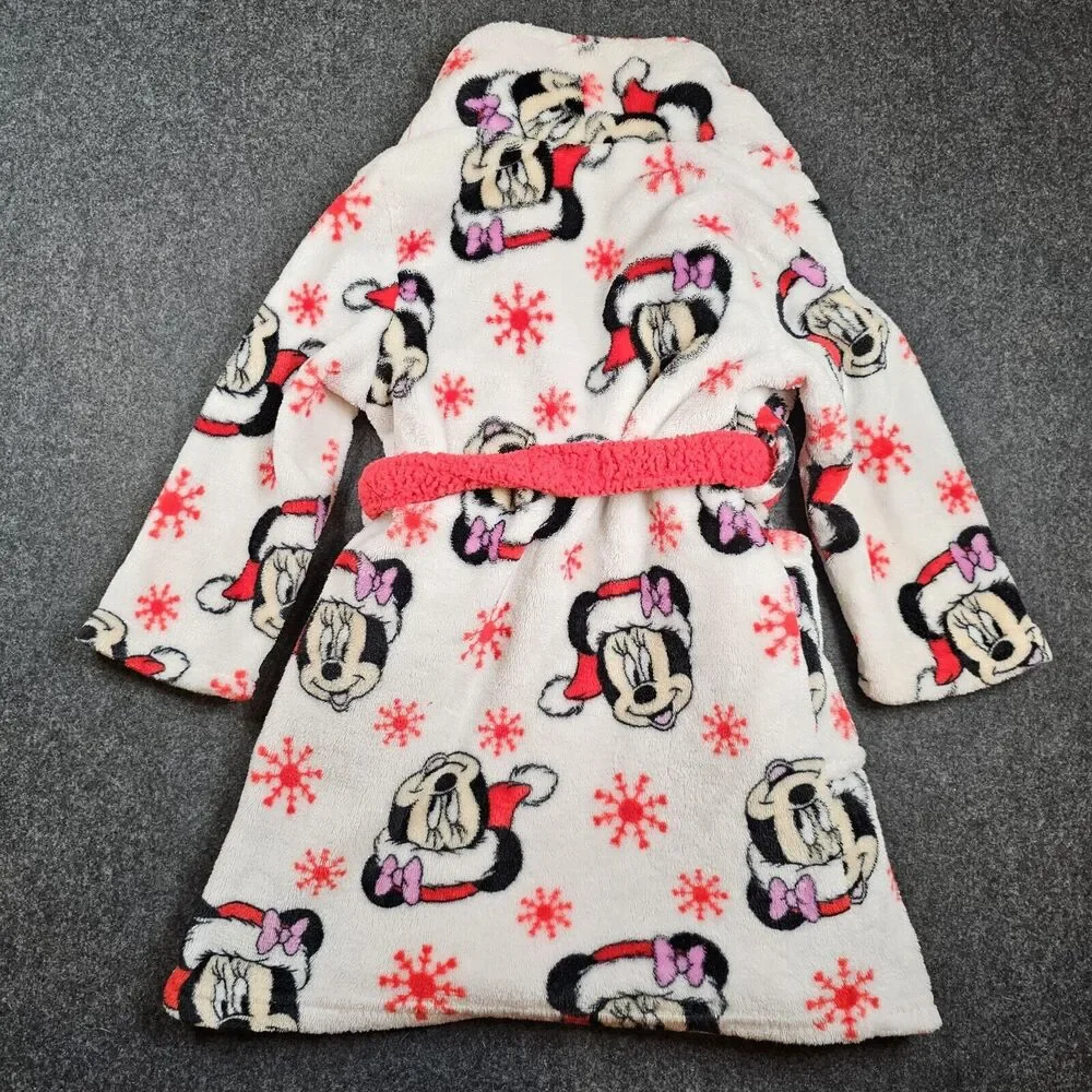 Disney Minnie Mouse Toddler Bath Robe Size 3T Christmas Winter Santa Claus Cozy
